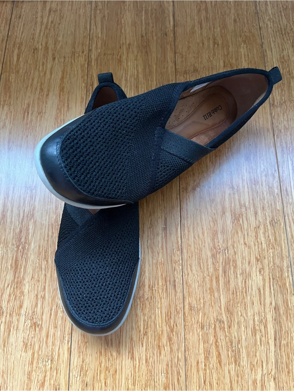 Women’s Cobb Hill Penfield Envelope Slip On Black Shoes Woven Mesh Stretch 8.5 M
